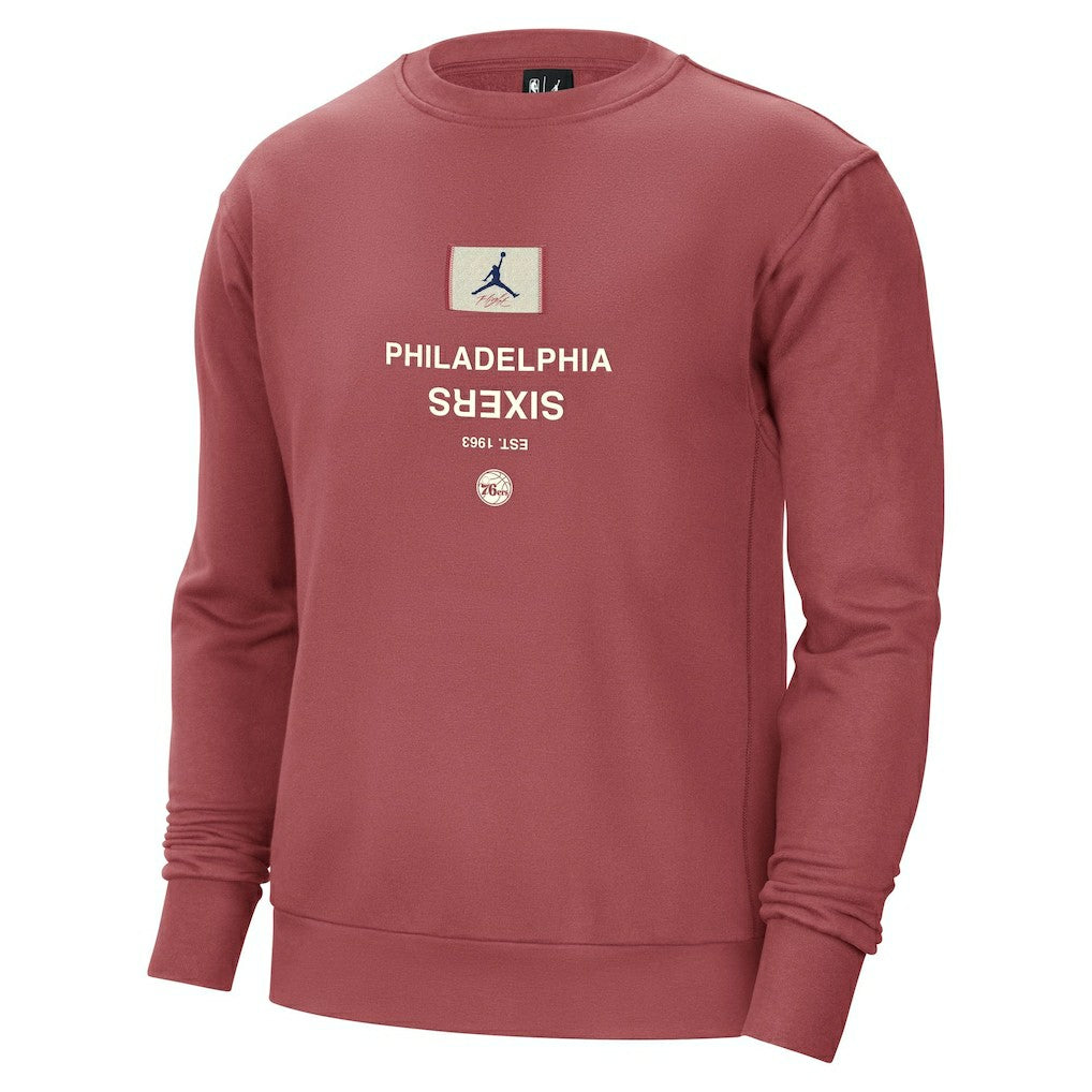 Philadelphia 76ers Jordan Brand Courtside Statement Edition Heavyweight Pullover Sweatshirt - Red for sale