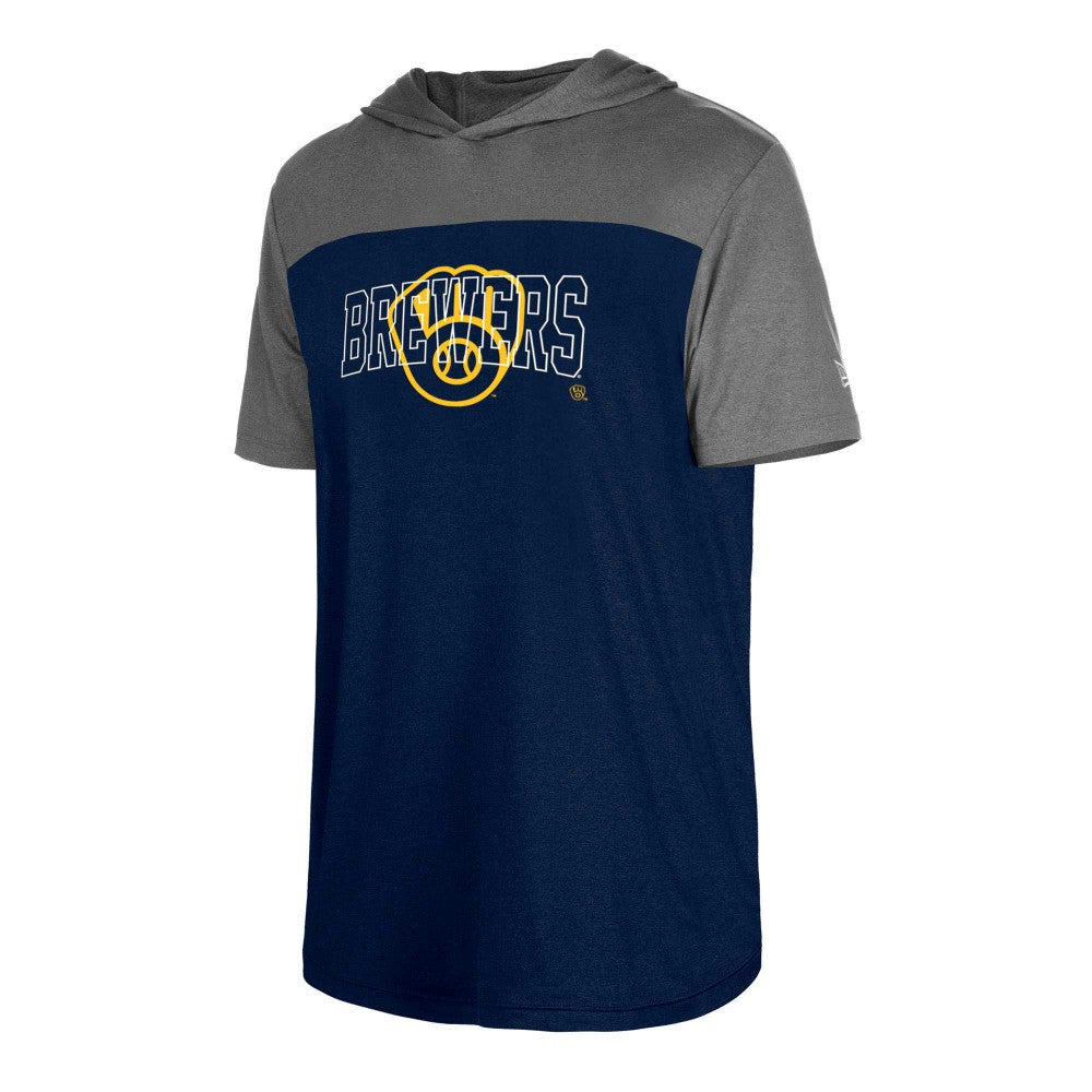 Milwaukee Brewers Active Brushed Hoodie T-Shirt - Navy | New Era