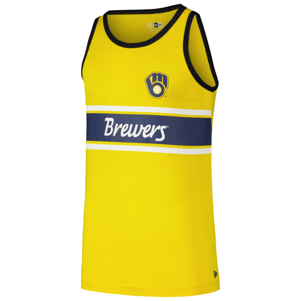 Milwaukee Brewers Jersey Ringer Tank Top - Gold | New Era