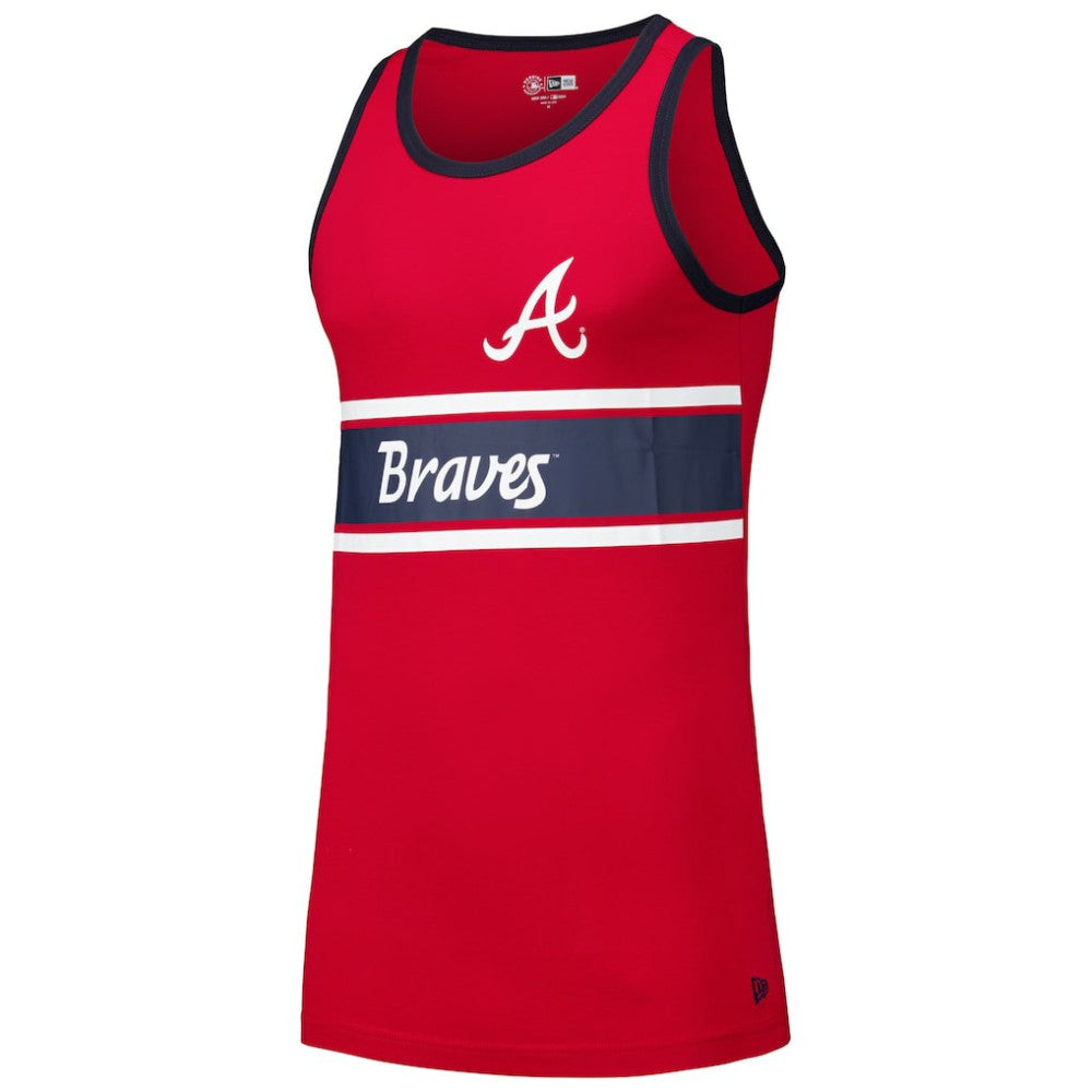 Atlanta Braves Jersey Ringer Tank Top - Red | New Era