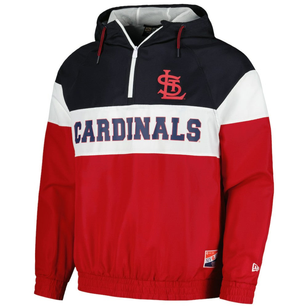 St. Louis Cardinals Ripstop Raglan Quarter-Zip Hoodie Windbreaker Jacket - Red | New Era