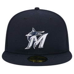 Miami Marlins White Logo 59FIFTY Fitted Hat - Navy | New Era