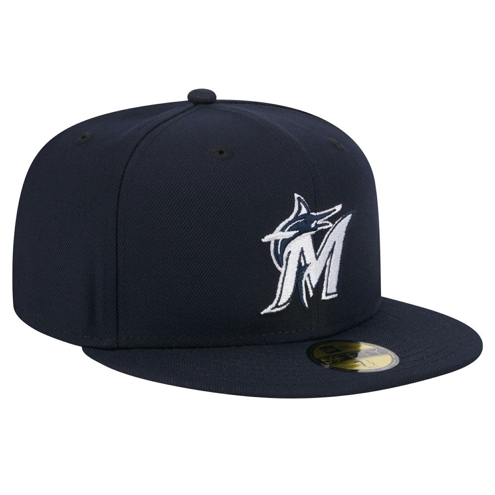 Miami Marlins White Logo 59FIFTY Fitted Hat - Navy | New Era