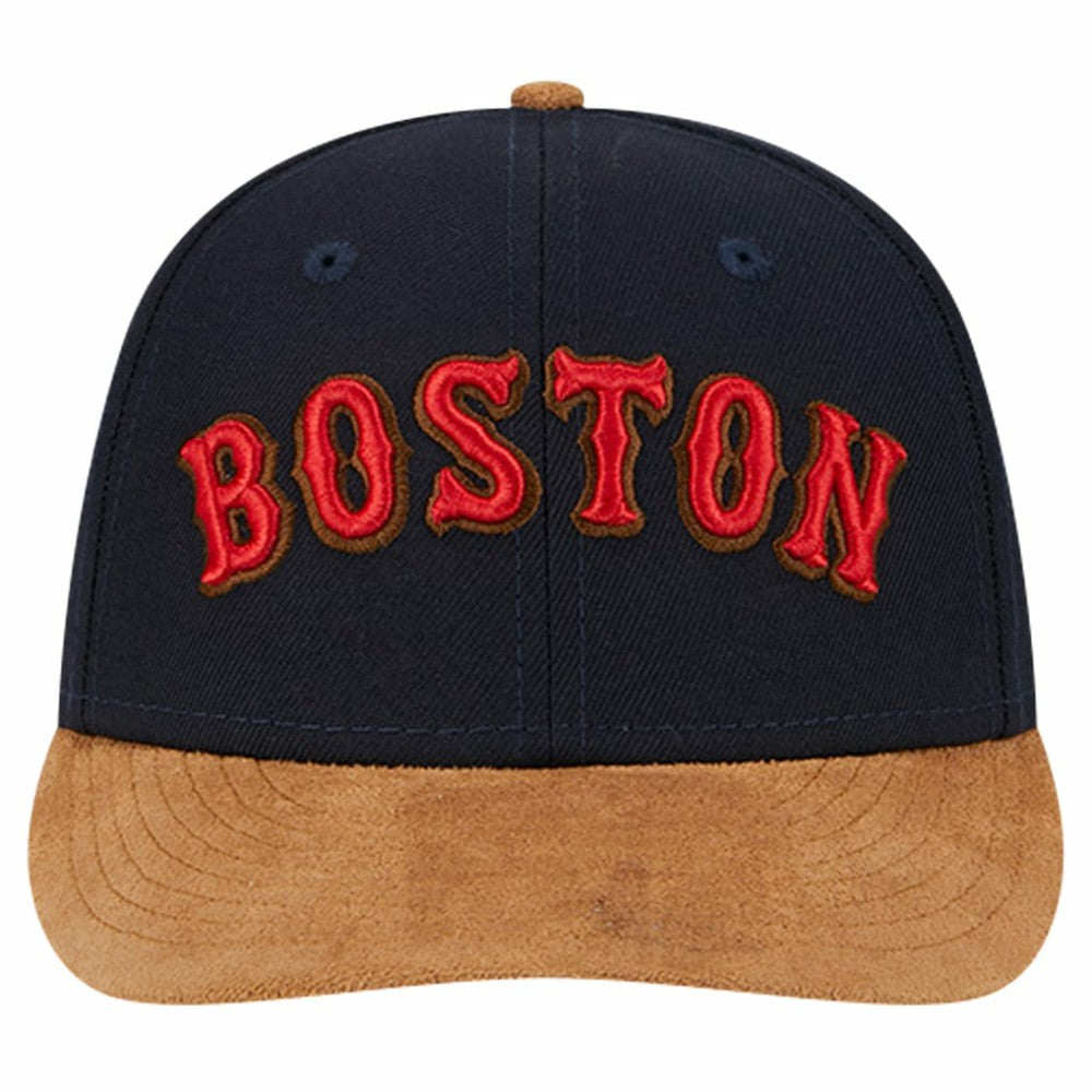 Boston Red Sox Team Suede Visor Low Profile 59FIFTY Fitted Hat - Navy | New Era