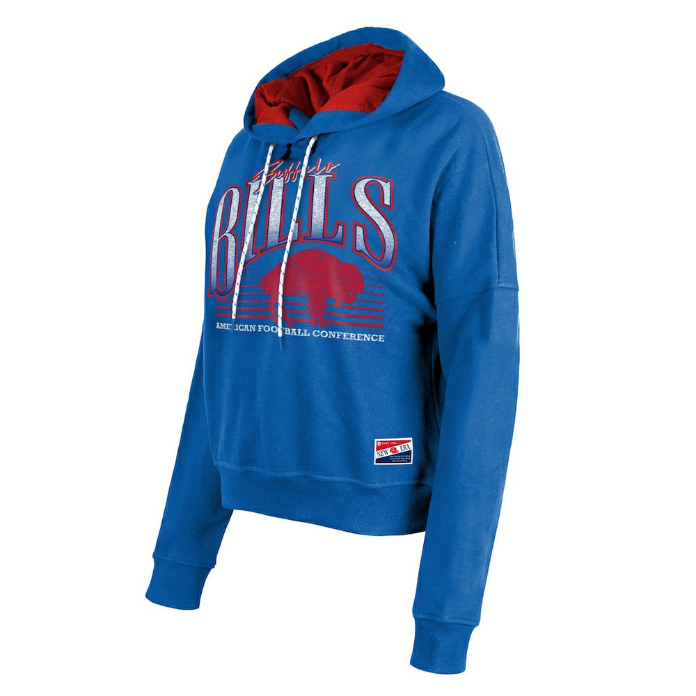 Buffalo Bills New Era Women's Throwback Boxy Pullover Hoodie - Royal outlet