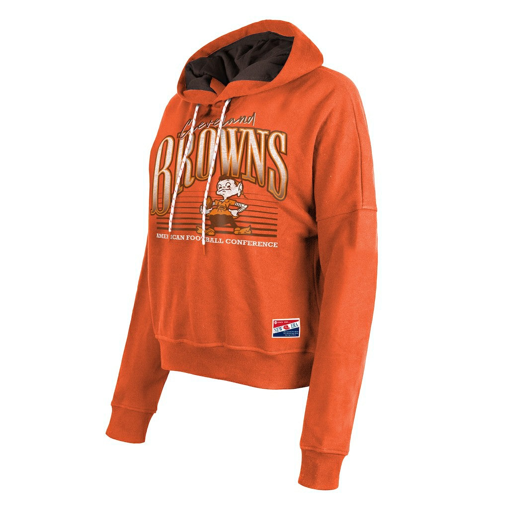 Cleveland Browns New Era Women's Throwback Boxy Pullover Hoodie - Orange sale