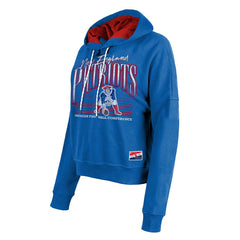 New England Patriots New Era Women's Throwback Boxy Pullover Hoodie - Royal cheap