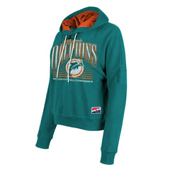 Miami Dolphins New Era Women's Throwback Boxy Pullover Hoodie - Aqua on sale