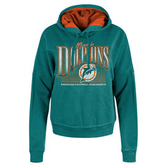 Miami Dolphins New Era Women's Throwback Boxy Pullover Hoodie - Aqua on sale