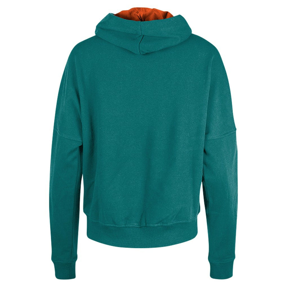 Miami Dolphins New Era Women's Throwback Boxy Pullover Hoodie - Aqua on sale