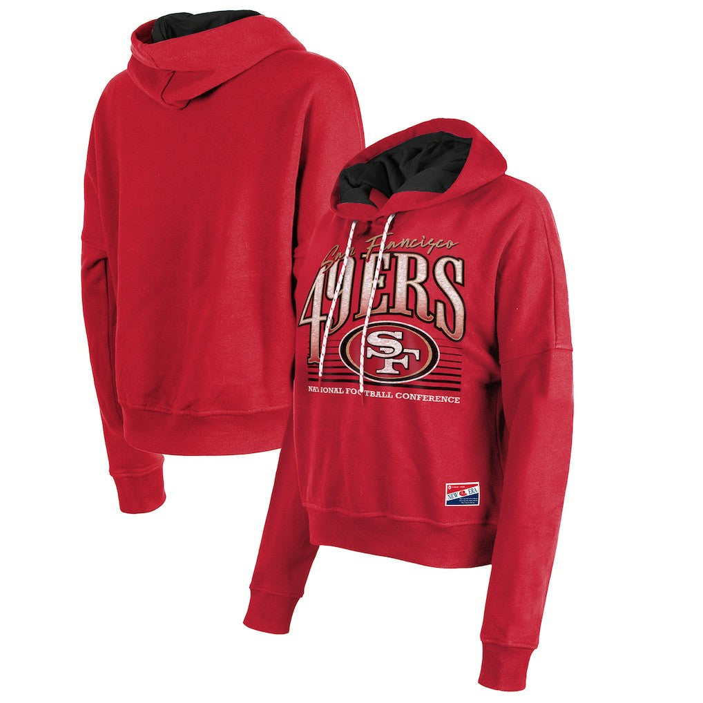 San Francisco 49ers New Era Women's Boxy Pullover Hoodie - Scarlet cheap
