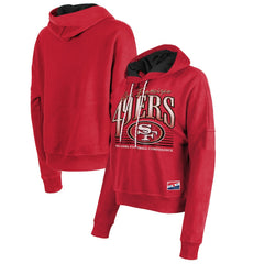 San Francisco 49ers New Era Women's Boxy Pullover Hoodie - Scarlet cheap