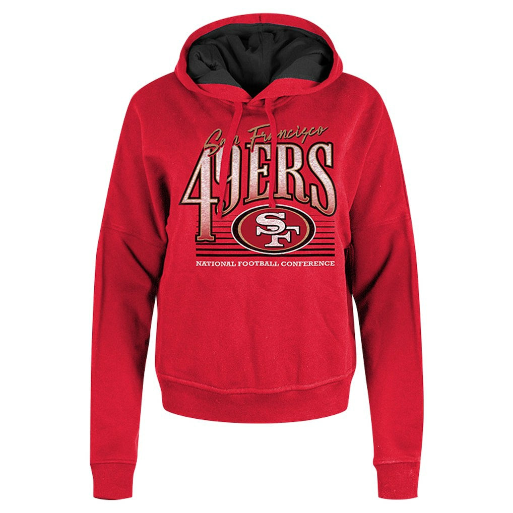 San Francisco 49ers New Era Women's Boxy Pullover Hoodie - Scarlet cheap