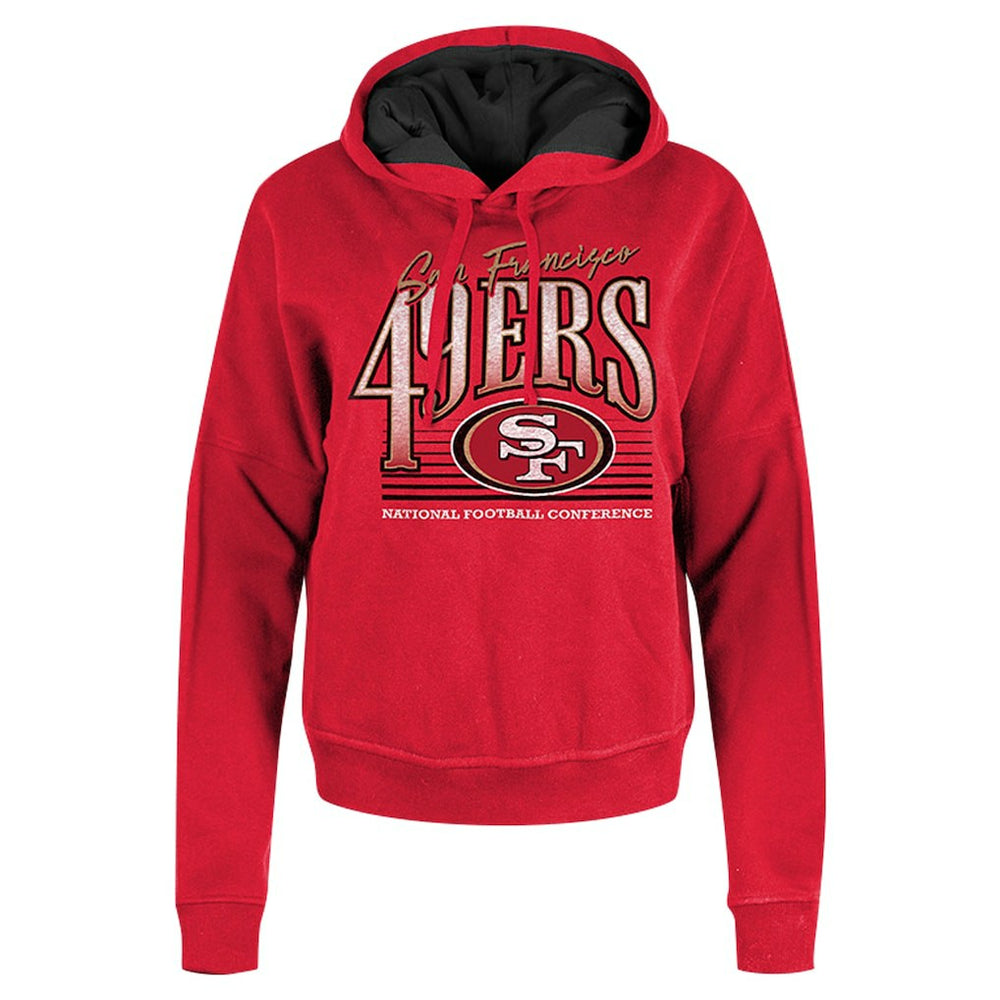 San Francisco 49ers New Era Women's Boxy Pullover Hoodie - Scarlet cheap