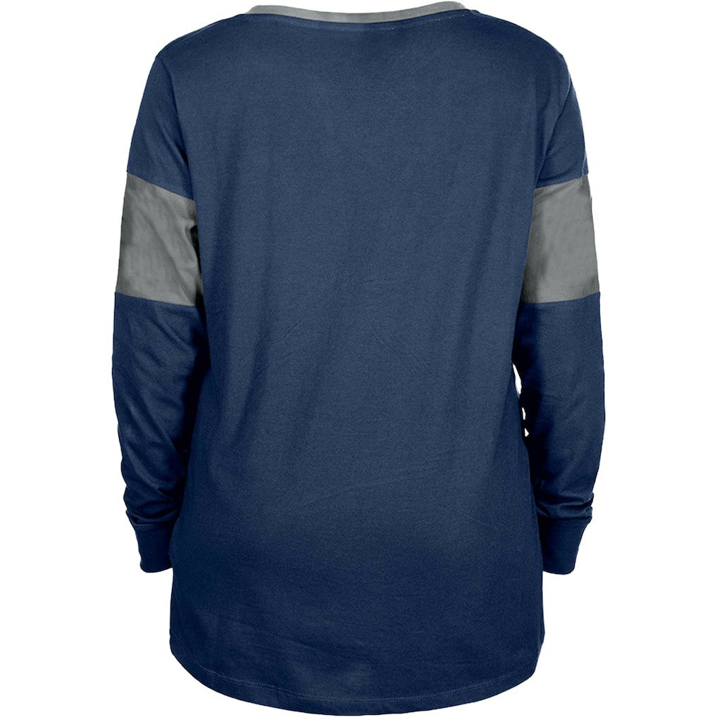 Dallas Cowboys New Era Women's Lace-Up Notch-Neck Long Sleeve T-Shirt - Navy outlet