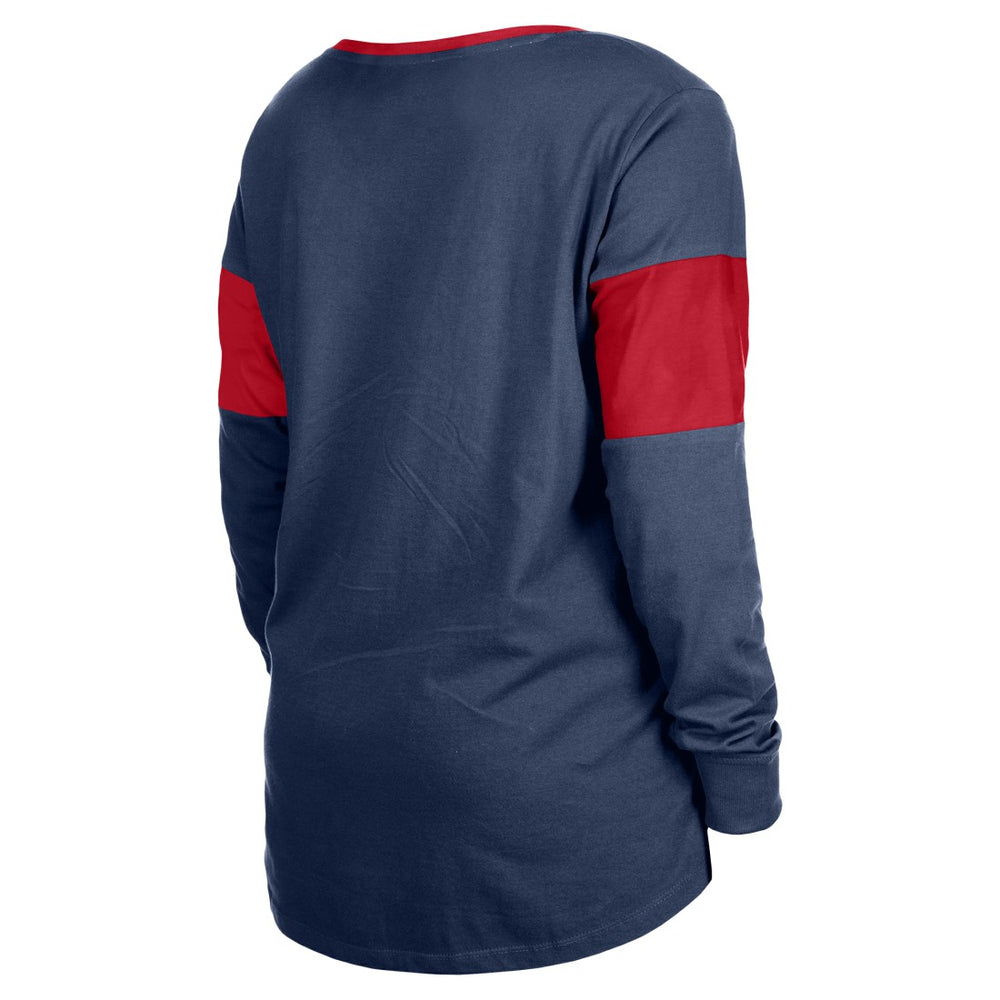 Houston Texans New Era Women's Lace-Up Notch-Neck Long Sleeve T-Shirt - Navy outlet