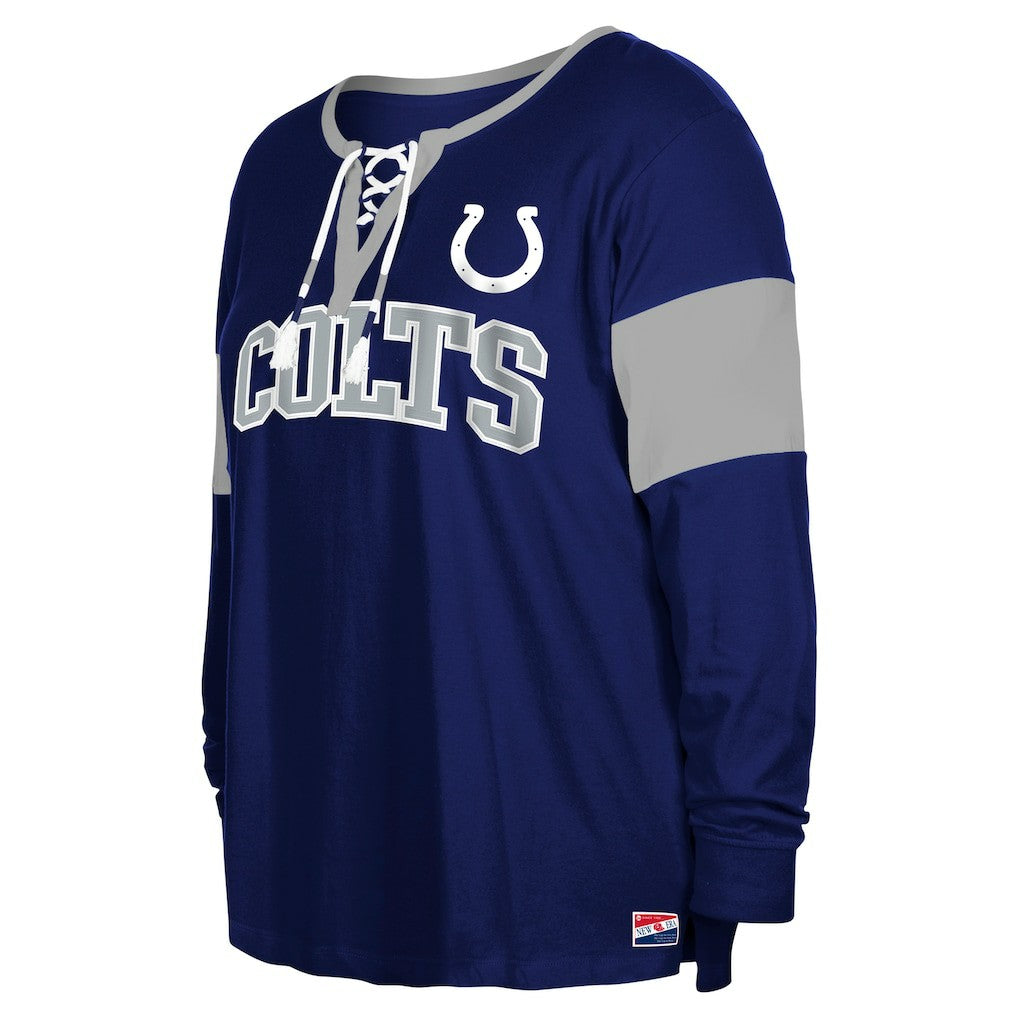 Indianapolis Colts New Era Women's Plus Size Lace-Up Notch Neck Long Sleeve T-Shirt  - Royal discount