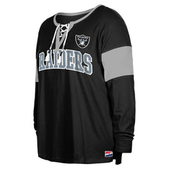 Las Vegas Raiders New Era Women's Plus Size Lace-Up Notch Neck Long Sleeve T-Shirt  - Black sale