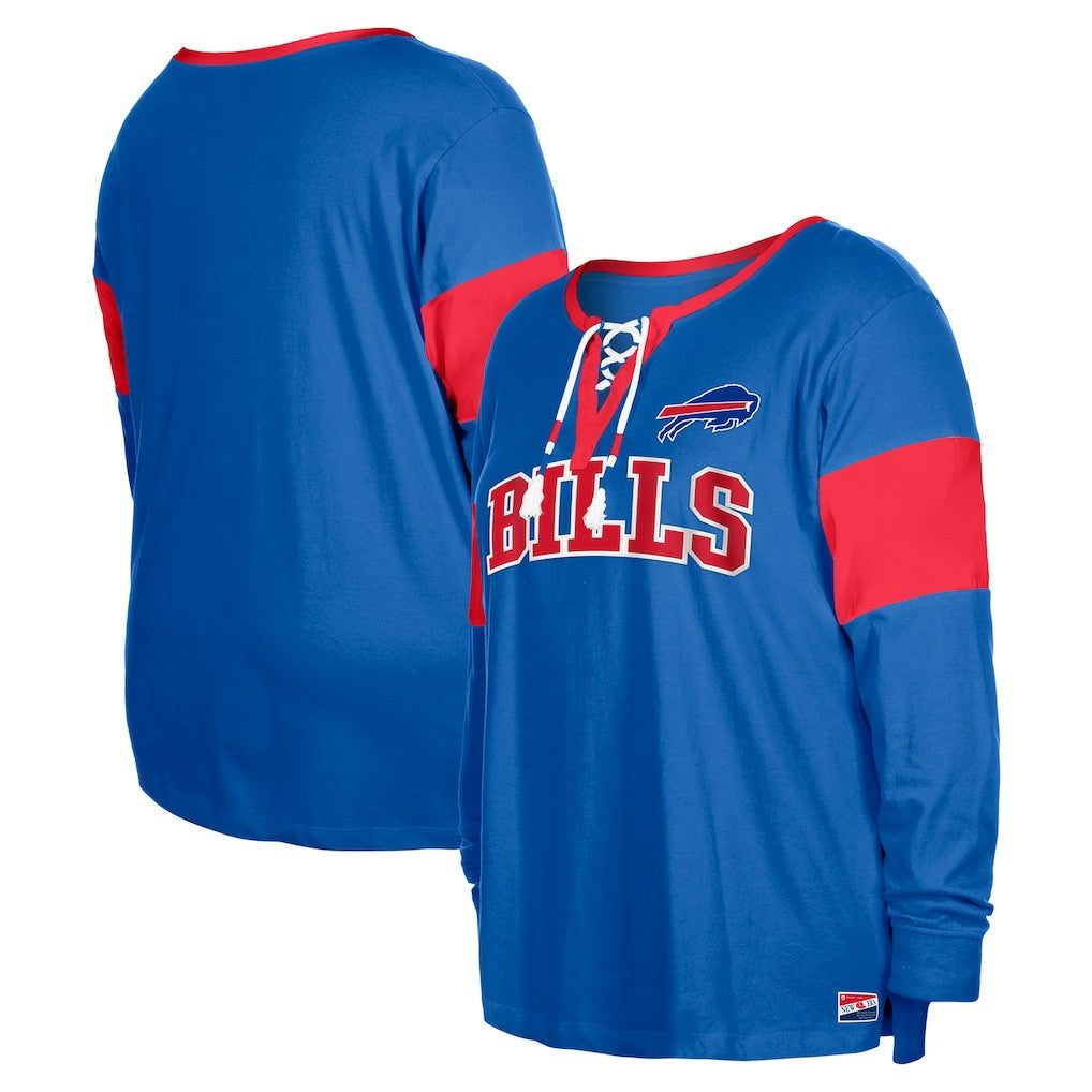 Buffalo Bills New Era Women's Plus Size Lace-Up Notch Neck Long Sleeve T-Shirt  - Royal for sale