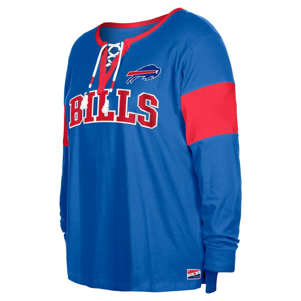 Buffalo Bills New Era Women's Plus Size Lace-Up Notch Neck Long Sleeve T-Shirt  - Royal for sale