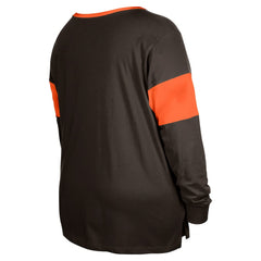 Cleveland Browns New Era Women's Plus Size Lace-Up Notch Neck Long Sleeve T-Shirt  - Brown for sale