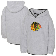 Chicago Blackhawks Girls Youth Ultimate Teddy Fleece Pullover Hoodie Heather Gray