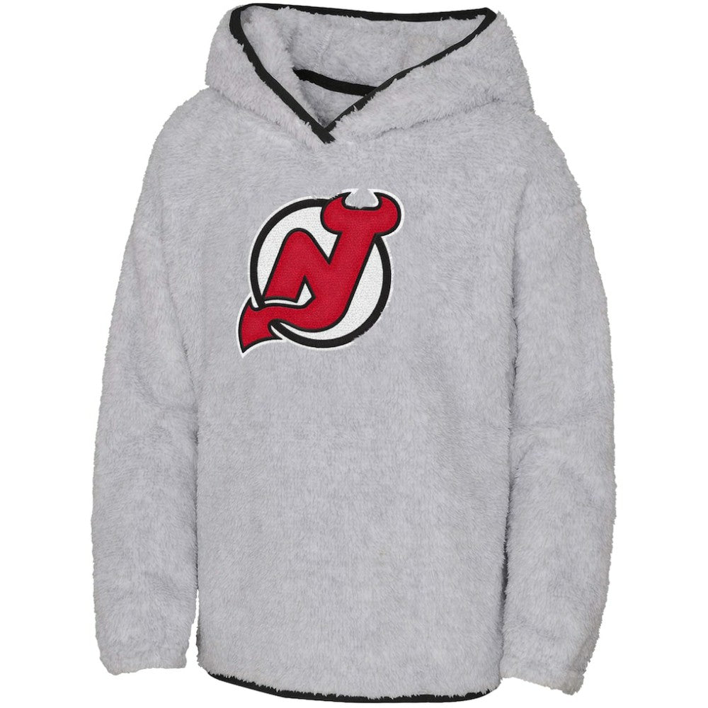 New Jersey Devils Girls Youth Ultimate Teddy Fleece Pullover Hoodie Gray