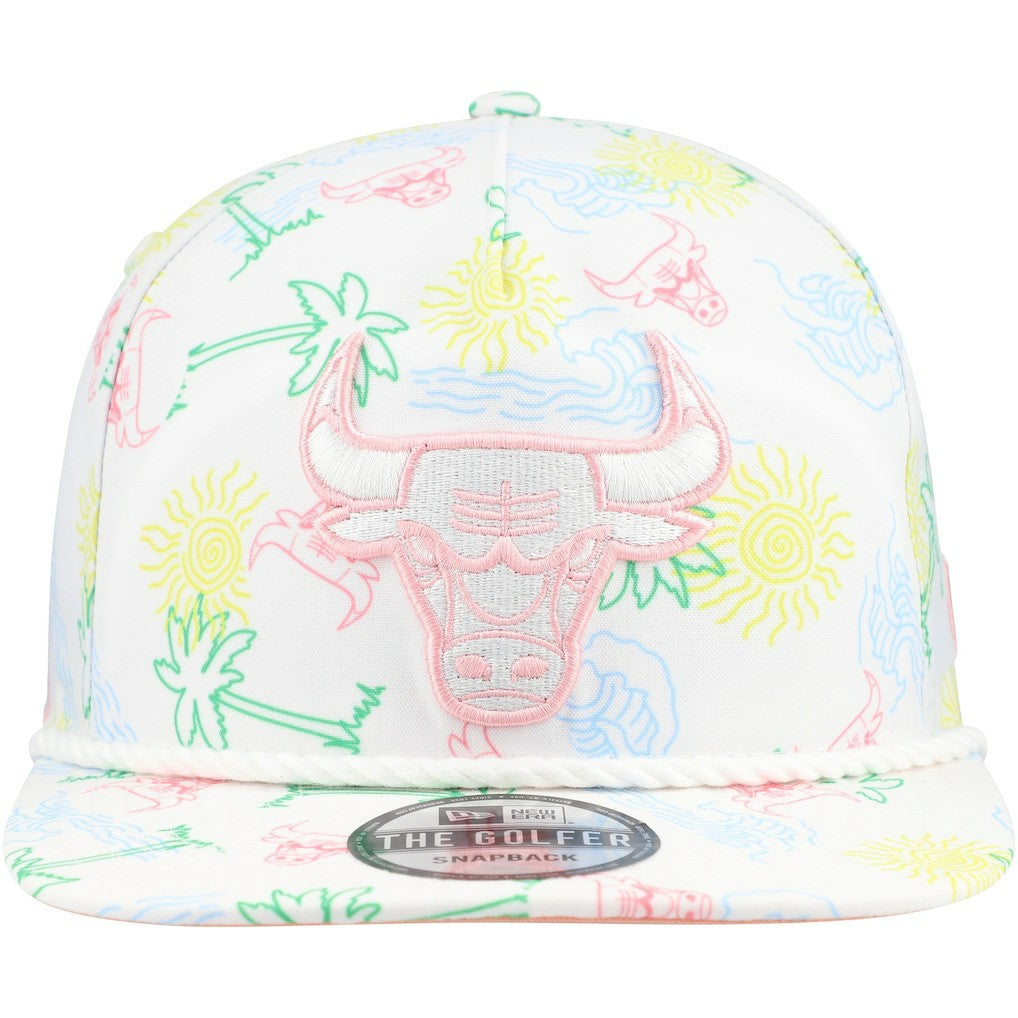 Chicago Bulls Palm Trees and Waves Golfer Adjustable Hat - White | New Era shop