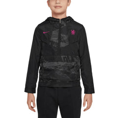 Chelsea Youth Amplify Windrunner Anorak Half-Zip Hoodie Jacket - Black | Nike shop