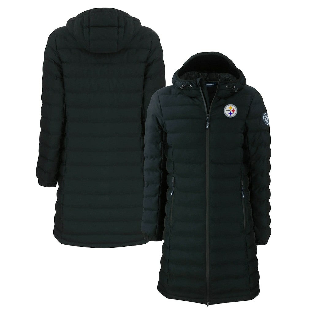 Pittsburgh Steelers Cutter & Buck Women's Mission Ridge Repreve Eco Insulated Long Full-Zip Puffer Jacket - Black sale