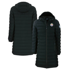 Pittsburgh Steelers Cutter & Buck Women's Mission Ridge Repreve Eco Insulated Long Full-Zip Puffer Jacket - Black sale