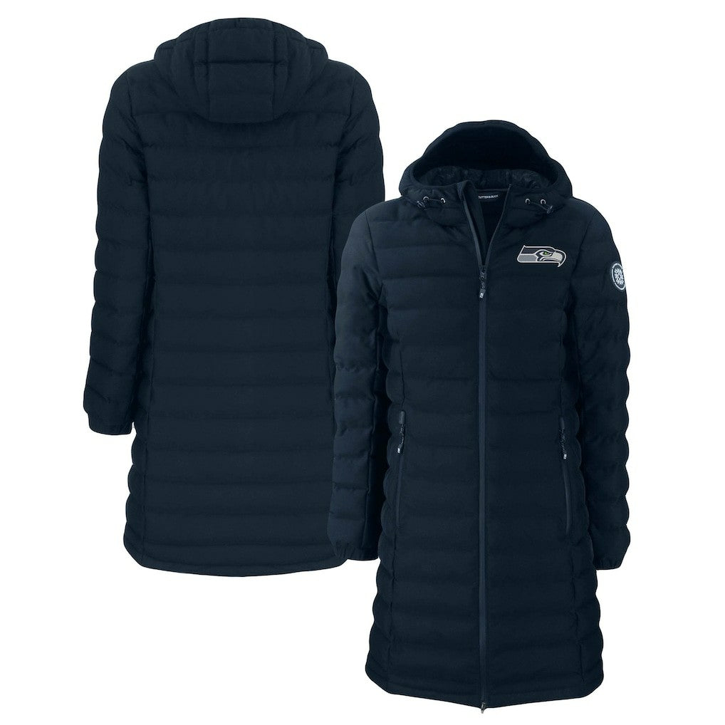 Seattle Seahawks Cutter & Buck Women's Mission Ridge Repreve Eco Insulated Long Full-Zip Puffer Jacket - Navy online