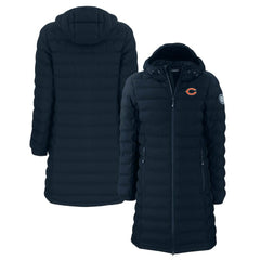 Chicago Bears Cutter & Buck Women's Mission Ridge Repreve Eco Insulated Long Full-Zip Puffer Jacket - Navy cheap