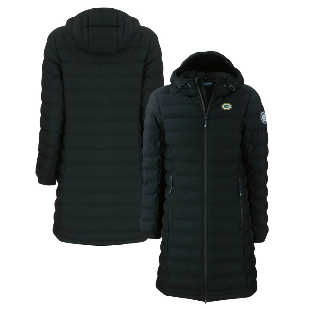 Green Bay Packers Cutter & Buck Women's Mission Ridge Repreve Eco Insulated Long Full-Zip Puffer Jacket - Black sale