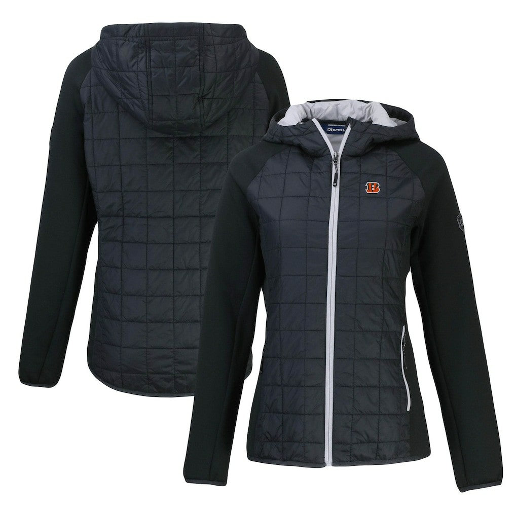 Cincinnati Bengals Cutter & Buck Women's Rainier Primaloft Eco Full-Zip Hybrid Jacket - Black for sale