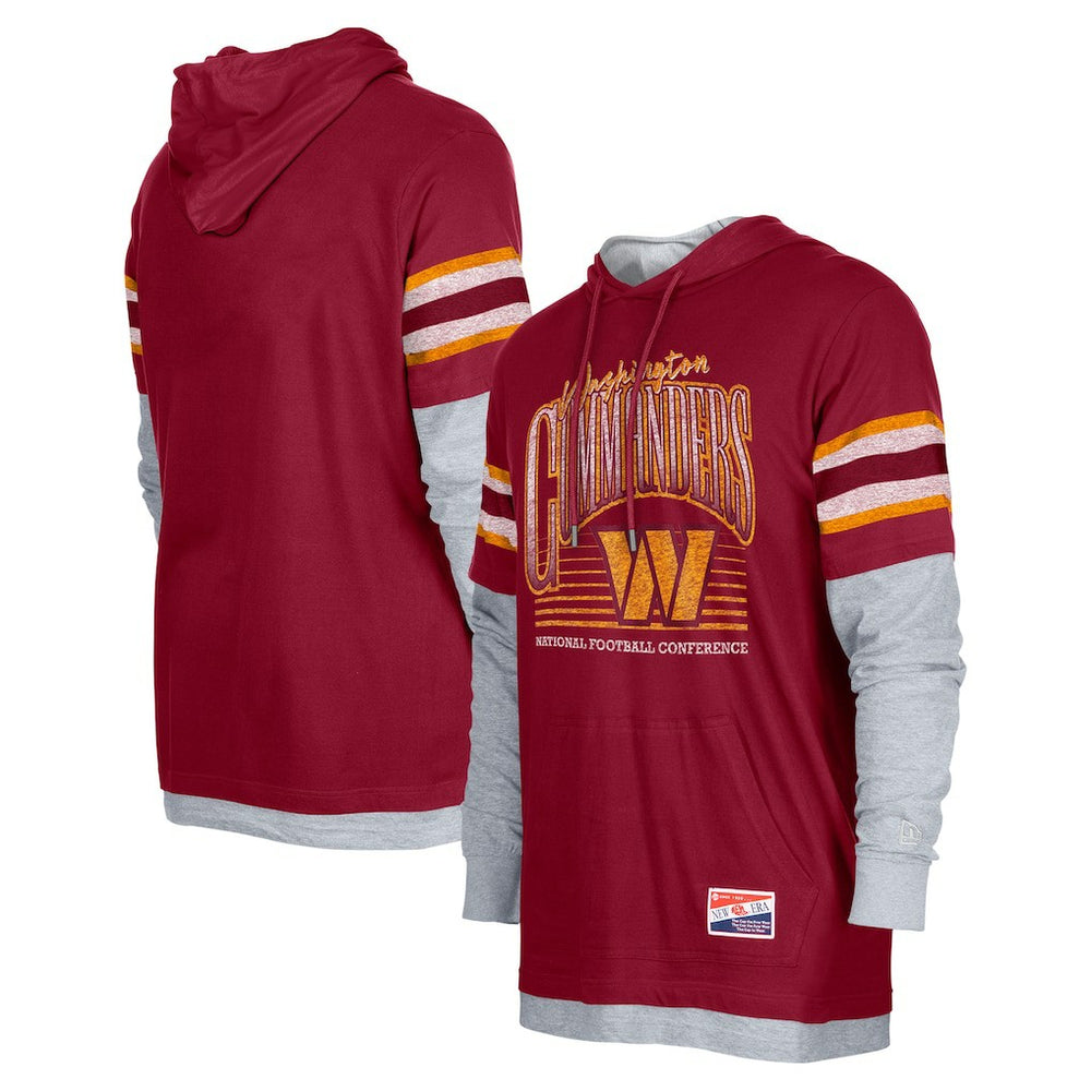 Washington Commanders New Era Twofer Long Sleeve Hooded T-Shirt - Burgundy for sale