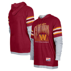 Washington Commanders New Era Twofer Long Sleeve Hooded T-Shirt - Burgundy for sale