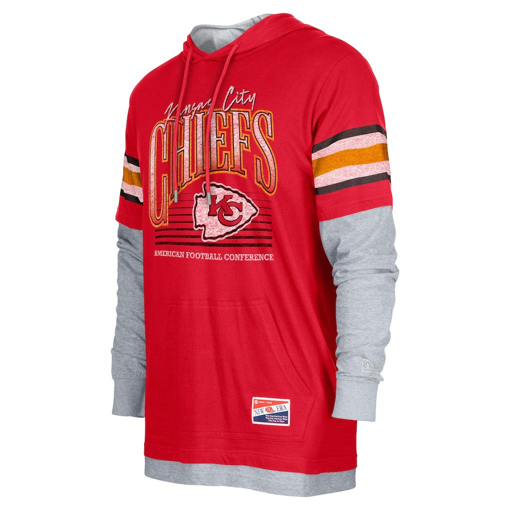 Kansas City Chiefs New Era Twofer Long Sleeve Hooded T-Shirt - Red on sale
