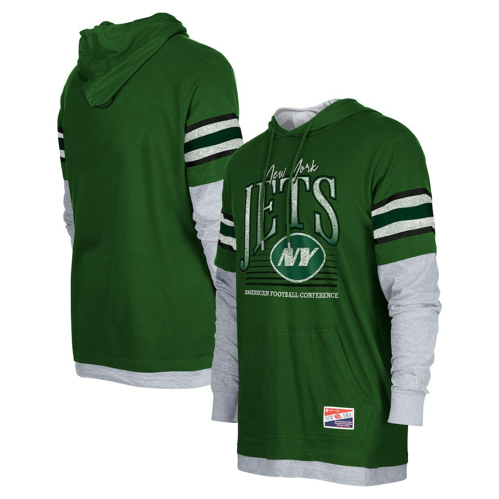 New York Jets New Era Twofer Long Sleeve Hooded T-Shirt - Green discount