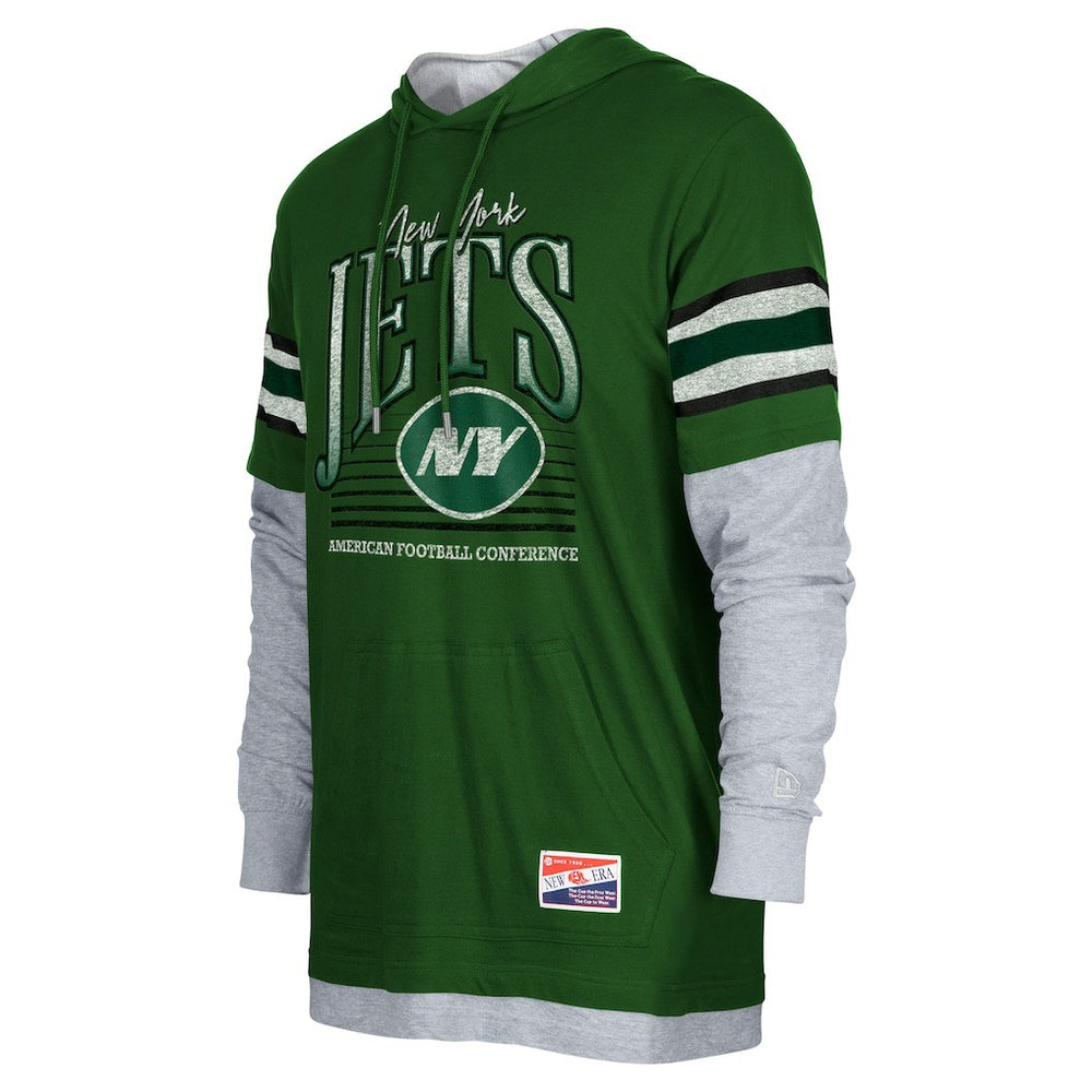 New York Jets New Era Twofer Long Sleeve Hooded T-Shirt - Green discount