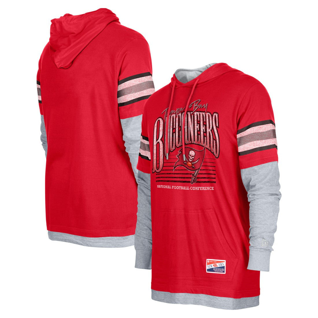 Tampa Bay Buccaneers New Era Twofer Long Sleeve Hooded T-Shirt - Red discount