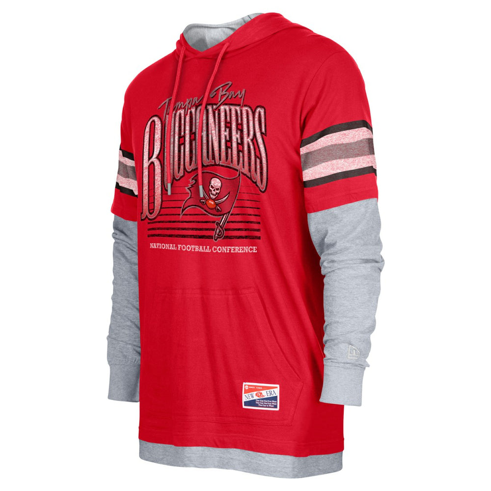 Tampa Bay Buccaneers New Era Twofer Long Sleeve Hooded T-Shirt - Red discount