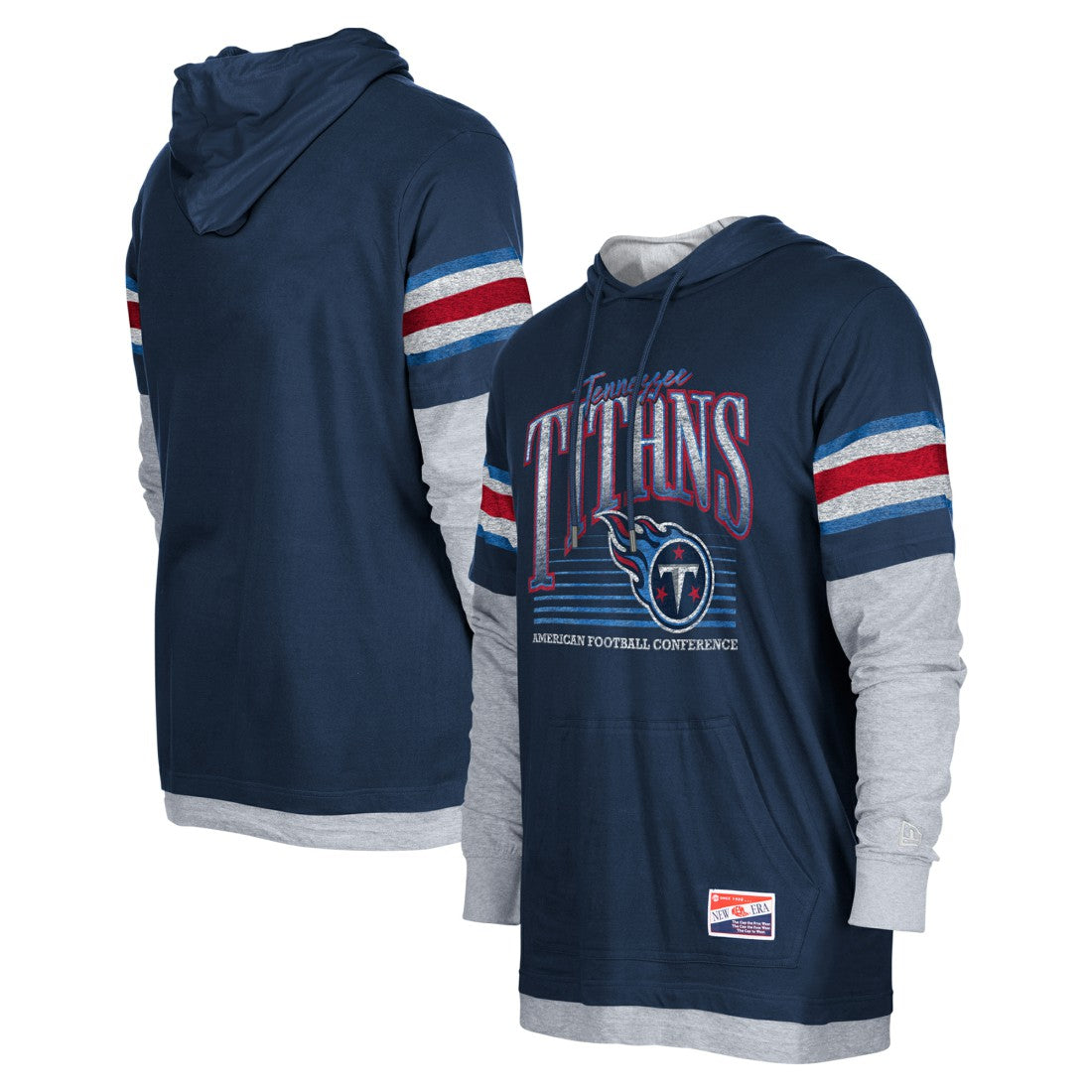 Tennessee Titans New Era Twofer Long Sleeve Hooded T-Shirt - Navy discount