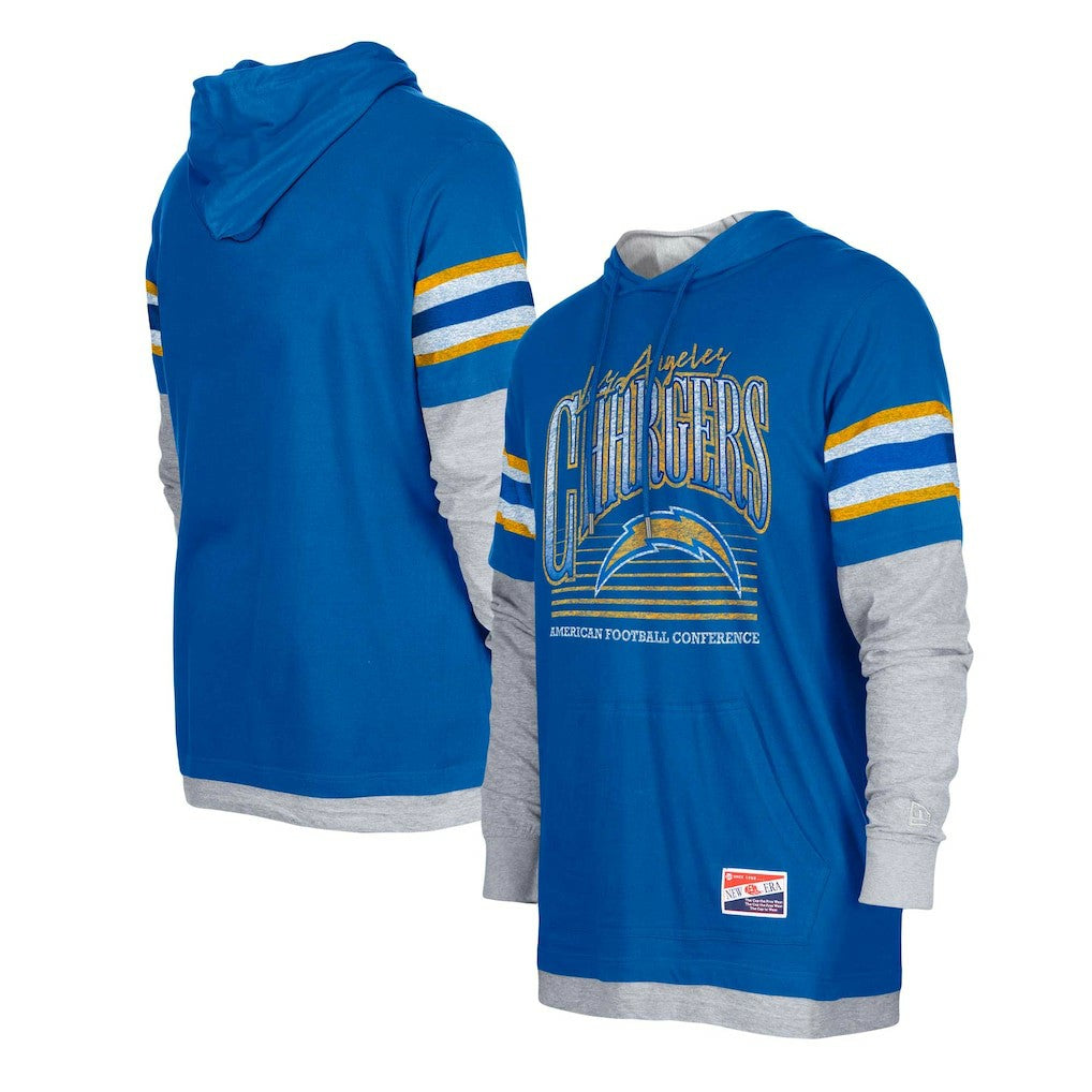 Los Angeles Chargers New Era Twofer Long Sleeve Hooded T-Shirt - Royal sale