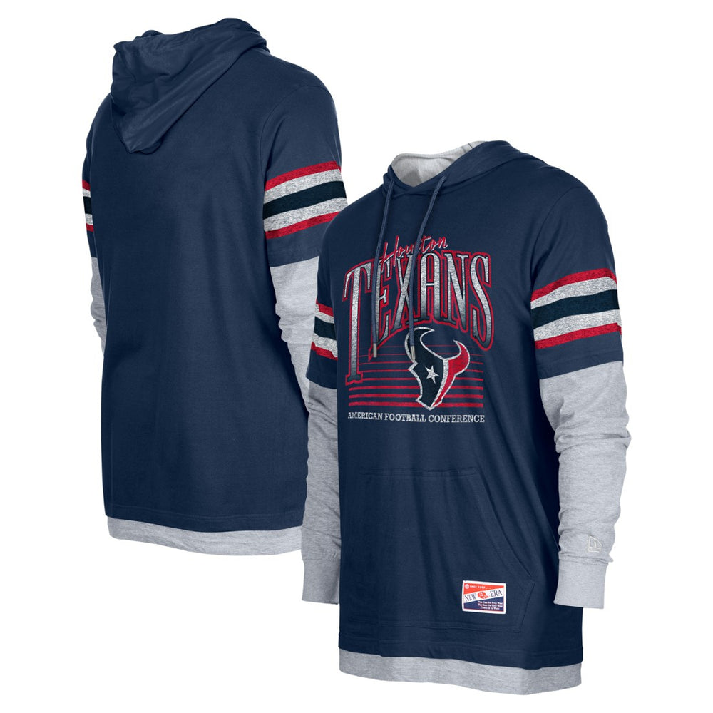 Houston Texans New Era Twofer Long Sleeve Hooded T-Shirt - Navy cheap