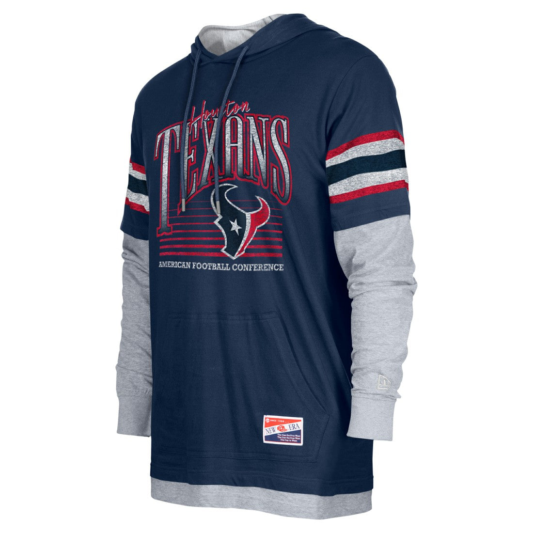 Houston Texans New Era Twofer Long Sleeve Hooded T-Shirt - Navy cheap