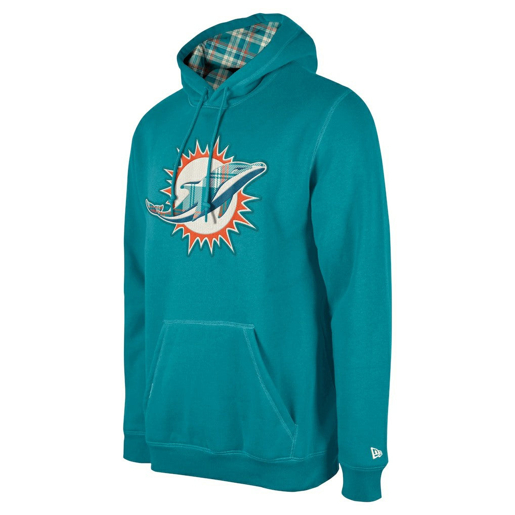 Miami Dolphins New Era 3rd Down Plaid Pullover Hoodie - Teal outlet