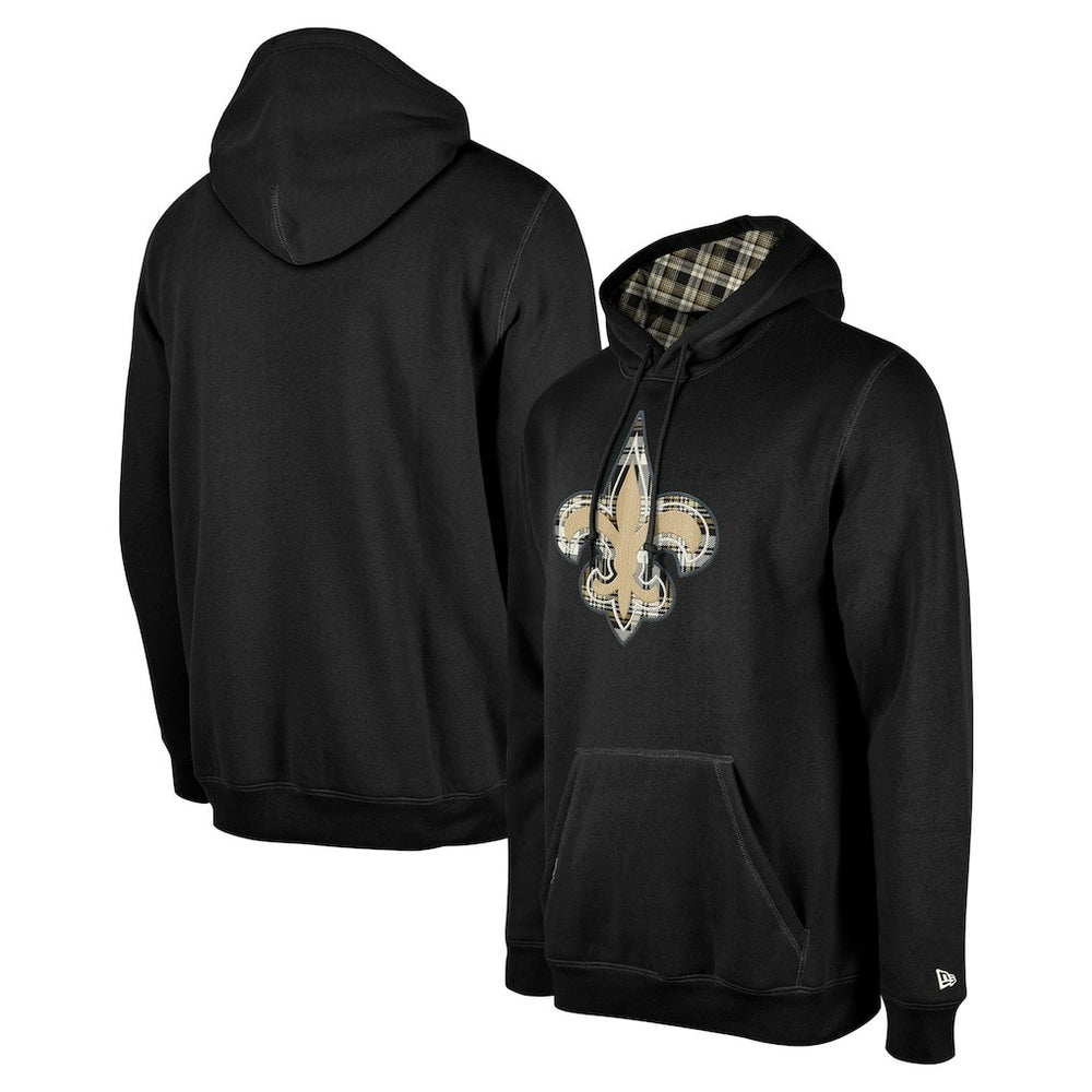 New Orleans Saints New Era 3rd Down Plaid Pullover Hoodie - Black online