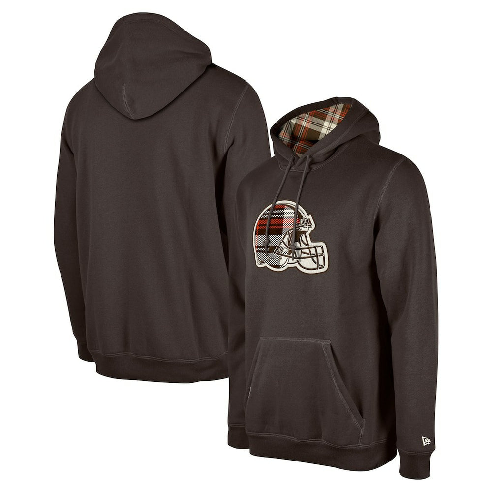 Cleveland Browns New Era 3rd Down Plaid Pullover Hoodie - Brown cheap