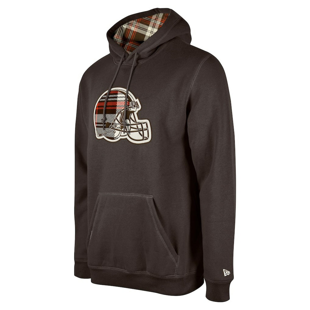 Cleveland Browns New Era 3rd Down Plaid Pullover Hoodie - Brown cheap
